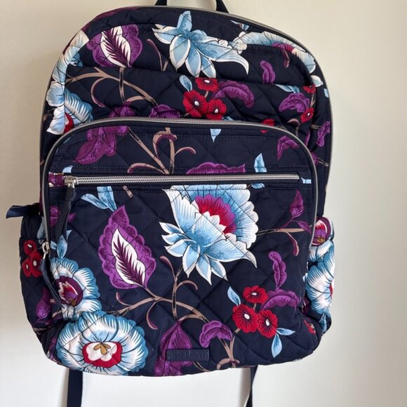 Vera Bradley Quilted Floral Backpack – Navy Multi - Picture 1 of 8